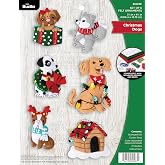 Bucilla, Christmas Dogs, Felt Applique Ornament Kit, Set of 6 (89283E)