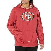 Zubaz Men's NFL Solid Team Color Pullover Hoodie with Large Primary Logo and Camo Hood Liner