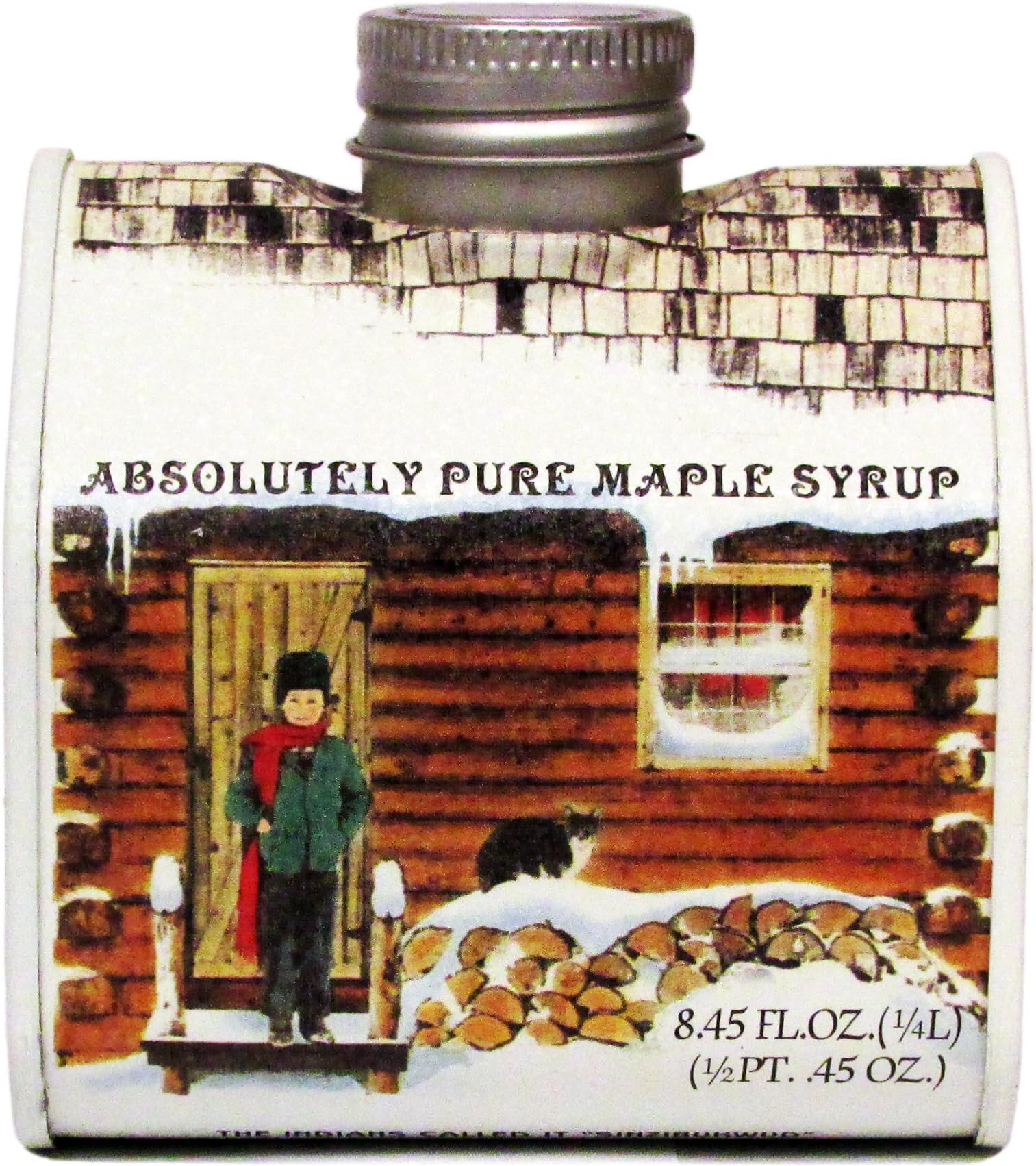 Ferguson Farms 100% Pure Vermont Maple Syrup, Grade A Fancy, Log Cabin Tin 1/2 Pint (8.45oz)
