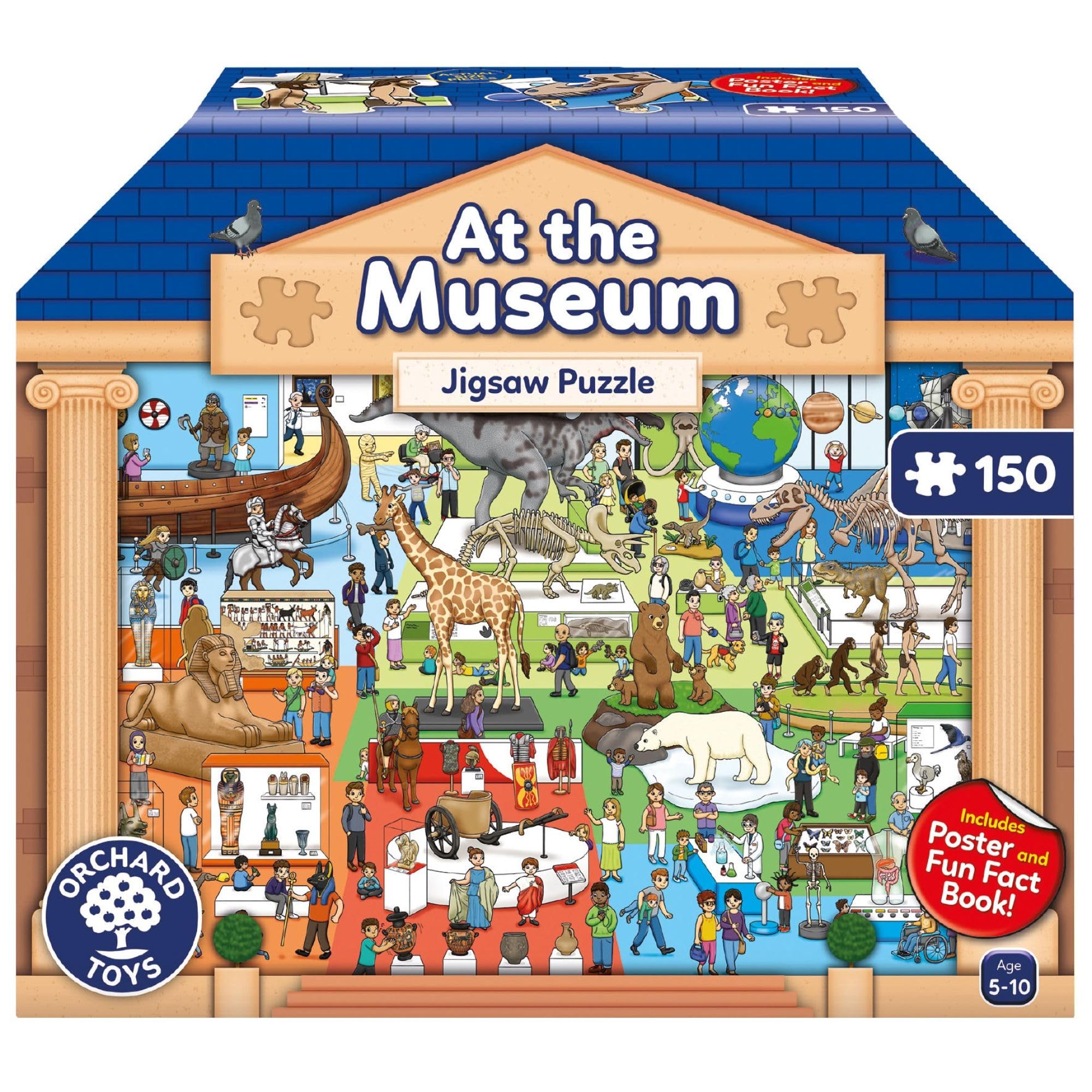 Orchard Toys At The Museum Jigsaw Puzzle, 150-Piece Jigsaw, Includes 16 Page Fact Booklet and Giant Poster, Educational Puzzle for 5-10 Year olds