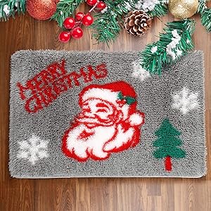 Rostyle Fluffy Christmas Rugs Santa Claus Christmas Bedroom Rug Plush Shaggy Runner Rug with Non Slip Backing, Shag Christmas Doormat Xmas Holiday Decor Carpets for Bedside, 2 ft x 3 ft