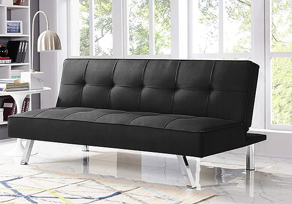 Serta Rane Collection Convertible Sofa, Black, L66.1 x W33.1 H29.5