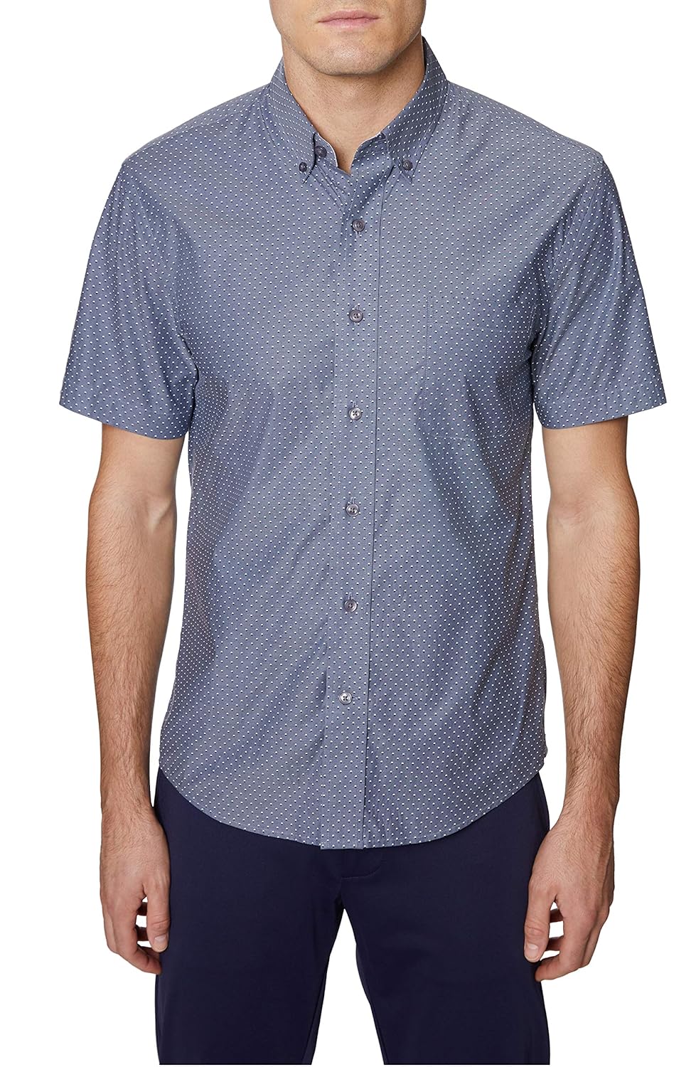 Buy Hickey Freeman Men's Short Sleeve Button Down Regular Fit Shirt, Grey, Large at Amazon.in