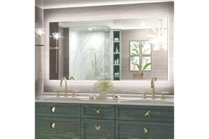 Keonjinn LED Mirror 48 x 24 Inch Backlit Mirror Lighted Bathroom Mirror with Lights Large Wall Mounted Anti-Fog LED Vanity Mirror Dimmable Makeup Mirror CRI90+ IP44 Waterproof(Horizontal/Vertical)