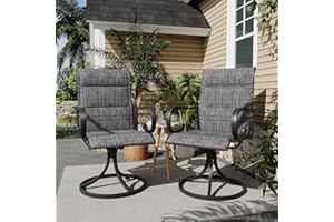 MELLCOM Patio Swivel Chairs, High Back Padded Textilene Outdoor Dining Chairs with E-Coating Metal Frame, All-Weather Outdoor