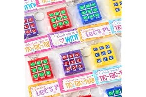 JOYIN 36 Pcs Valentine's Day Gift Cards with Tic-Tac-Toe Keychain, Valentines Days Keychains for Party Favor, Classroom Exchange Prizes for Kids, Party Greeting Cards