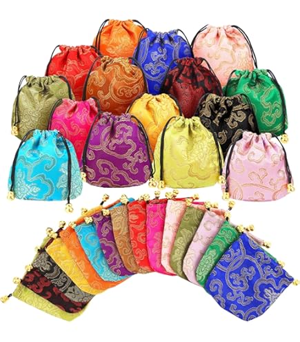 Bolsas De Joyería Kilofly - Brocado Chino (18x14 Cm, 3 Bolsillos, Set De 2 Unidades)