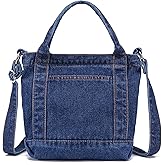 AOCINA Denim Purse Jean Tote Bag for Women Crossbody Shoulder Weekend Bags Denim Purses and Handbags for Women