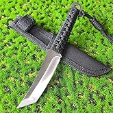 DOOM BLADE Full Tang 6.9" Tactical Fixed Blade Knife with Sheath - Made of Stainless Steel - Bushcraft and Camping Knife Survival - Perfect EDC Hunting Knife (1knife)