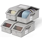 WYZJC 4 PCS Hat Organizer for Baseball Caps, Multi Functional Storage Box (Accommodates 48 Hats) with Visible Window and Zipper - Gray