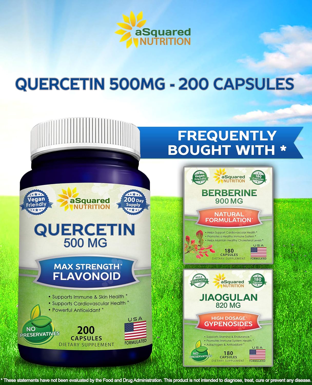 Quercetin 500mg Supplement - 200 Capsules - Quercetin Dihydrate to Support Cardiovascular Health - Max Strength Powder Complex Pills to Help Improve Anti-Inflammatory & Immune Response: Health & Personal Care