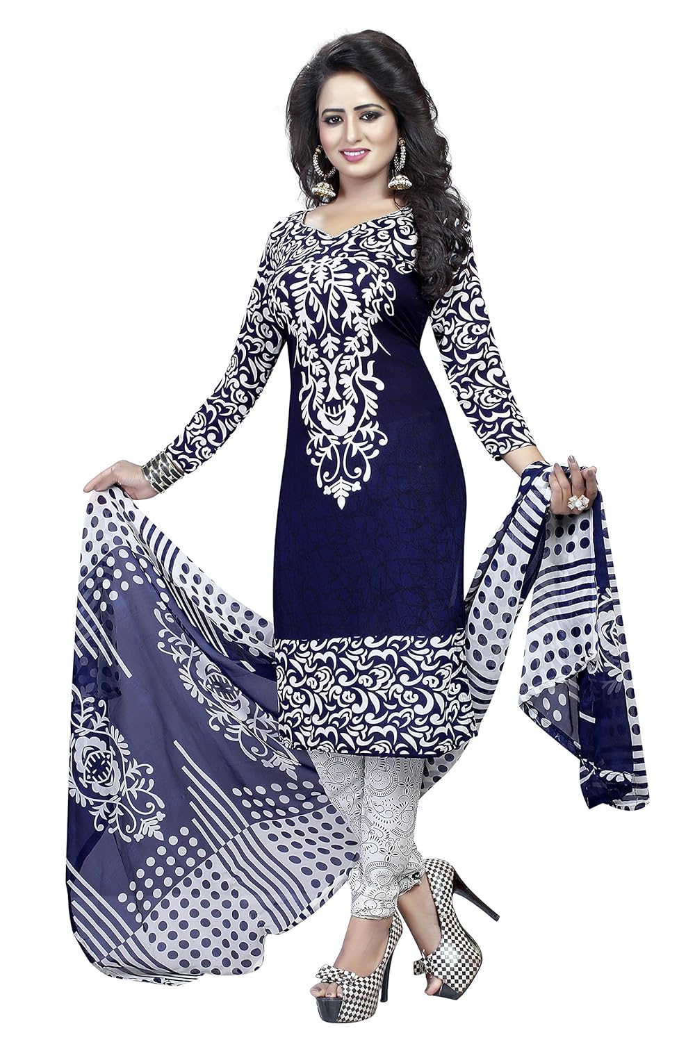salwar suit for women unstitched printed refreshing deal french crepe material blue color