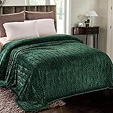 Whale Flotilla Flannel Fleece Twin Size Blanket for Bed, Soft Fluffy Velvet Bedspread Coverlet with Decorative Vintage Pattern for All Season, Warm and Lightweight, 90x66 Inch, Deep Green