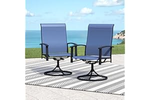 SEEKVERSE Patio Swivel Chairs Set of 2, All-Weather Metal Outdoor Dining Set with Breathable Mesh Seat, Lightweight Blue Swivel Bistro Chairs for Garden, Deck, Porch - Cool & Comfortable Relaxation
