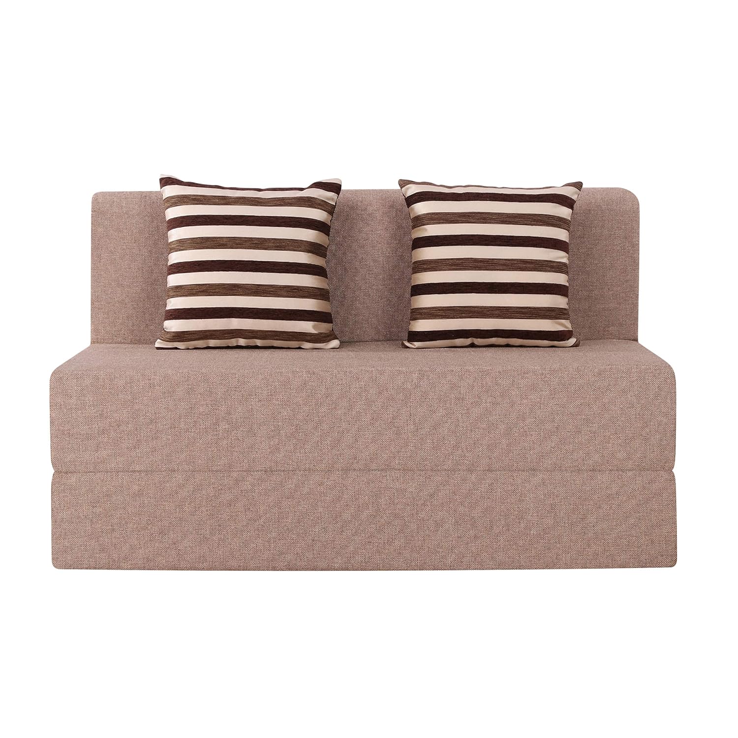 uberlyfe Jute Fabric Sofa Cum Bed with Washable Cover, 2 Striped Brown