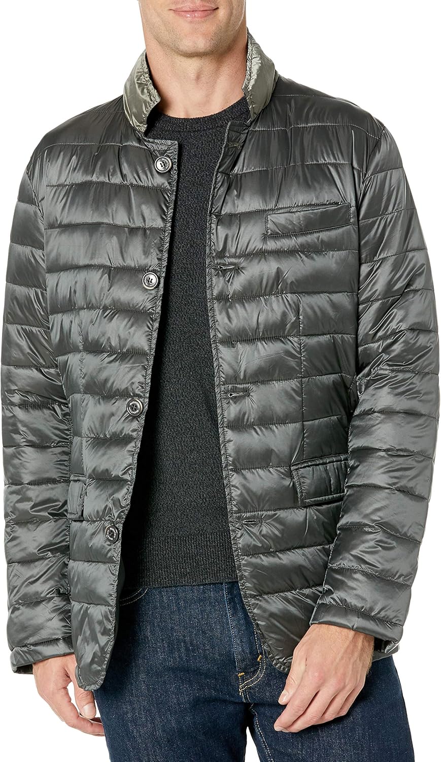 Bugatchi Men's Nylon Horizontal Quilted BlazerStyle Jacket at Amazon