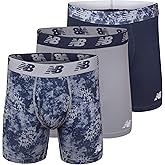 New Balance Men's Performance Boxer Briefs with Fly, Breathable Stretch Underwear, Moisture Wicking, Soft Waistband (3 Pack)