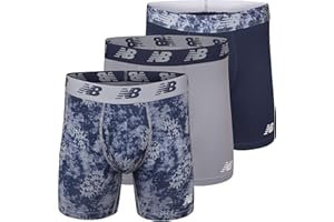 New Balance Men's Performance Boxer Briefs with Fly, Breathable Stretch Underwear, Moisture Wicking, Soft Waistband (3 Pack)