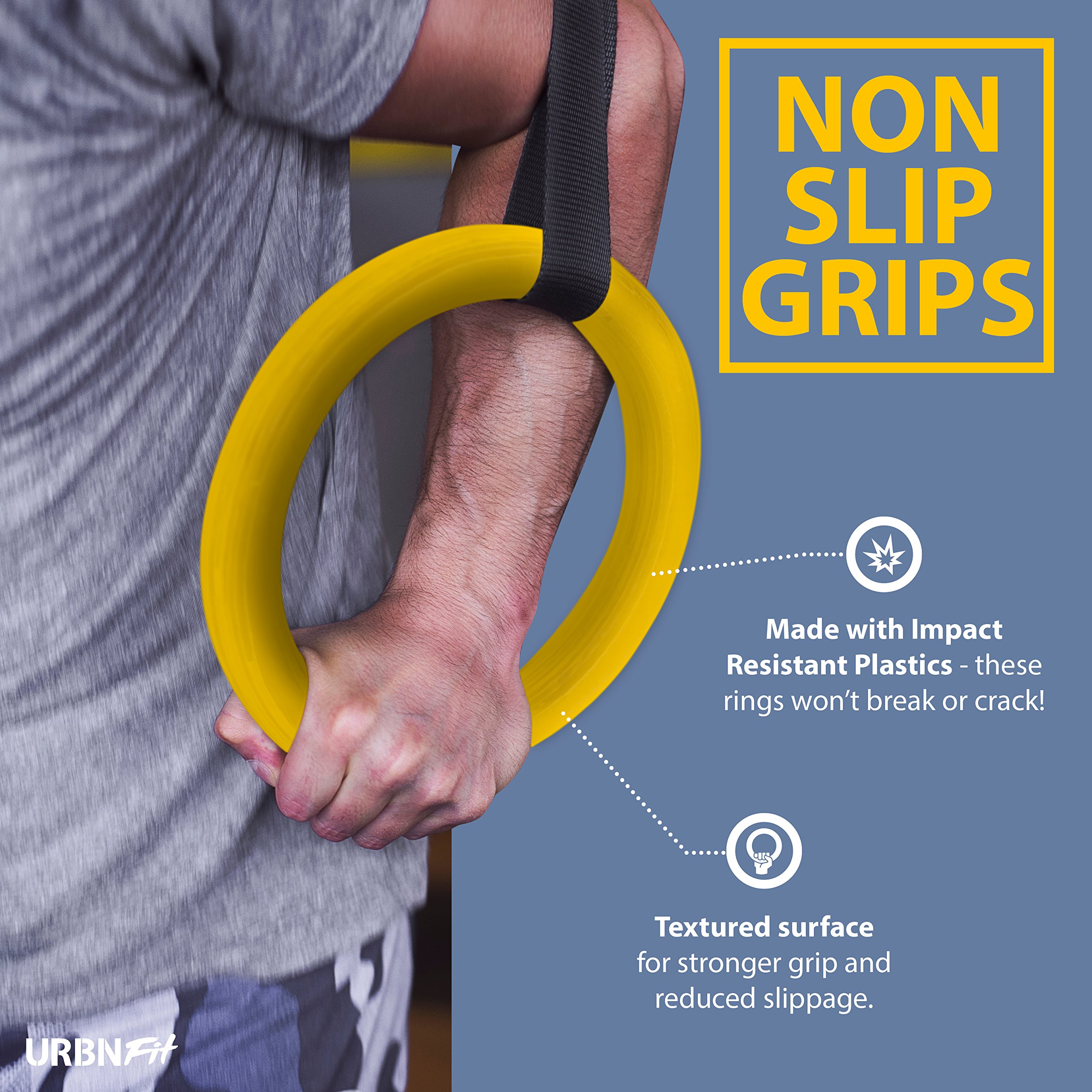 URBNFit Gymnastic Rings Bodyweight Workout and Strength Training