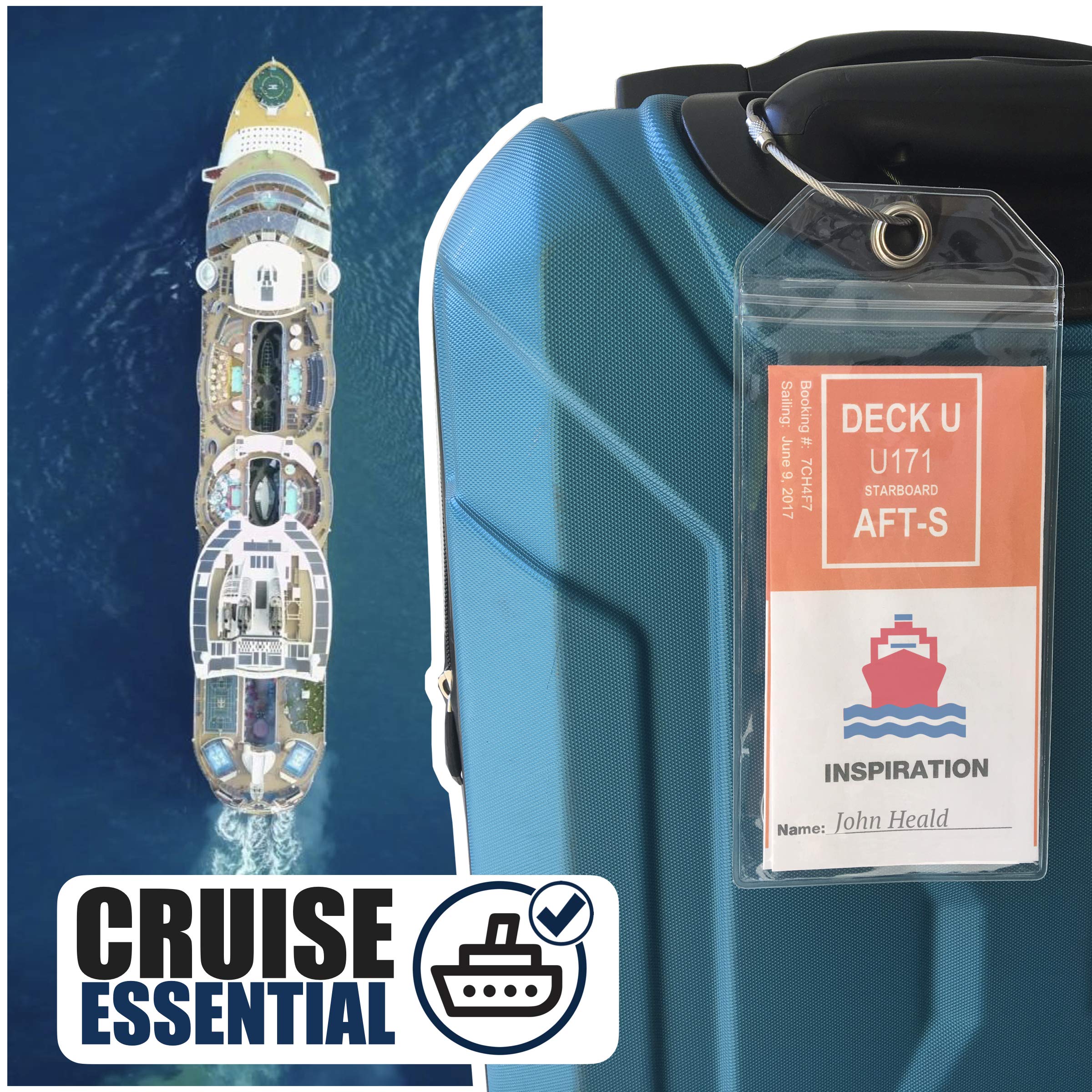 Carnival Luggage Tag Holders by Cruise On [4 Pack] Fits All Carnival Cruise Line Ships & Tags for Cruises in 2023, 2024 & 2025