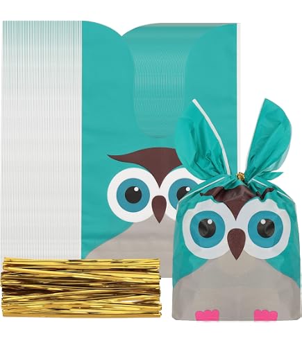 D24 Sets Owl Party Favor Gift Bags Kraft Paper Treat Goodie Bags With Owl Toppers For Diy Themed Birthday Party Decoration Classroom Supplies Multicolor10 P 185667231
