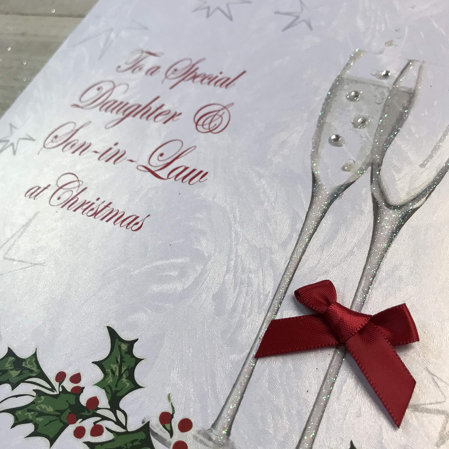 white cotton cards XC5 To a Special Daughter and Son In-Law At Christmas Handmade Large Christmas Card, White - Image 4