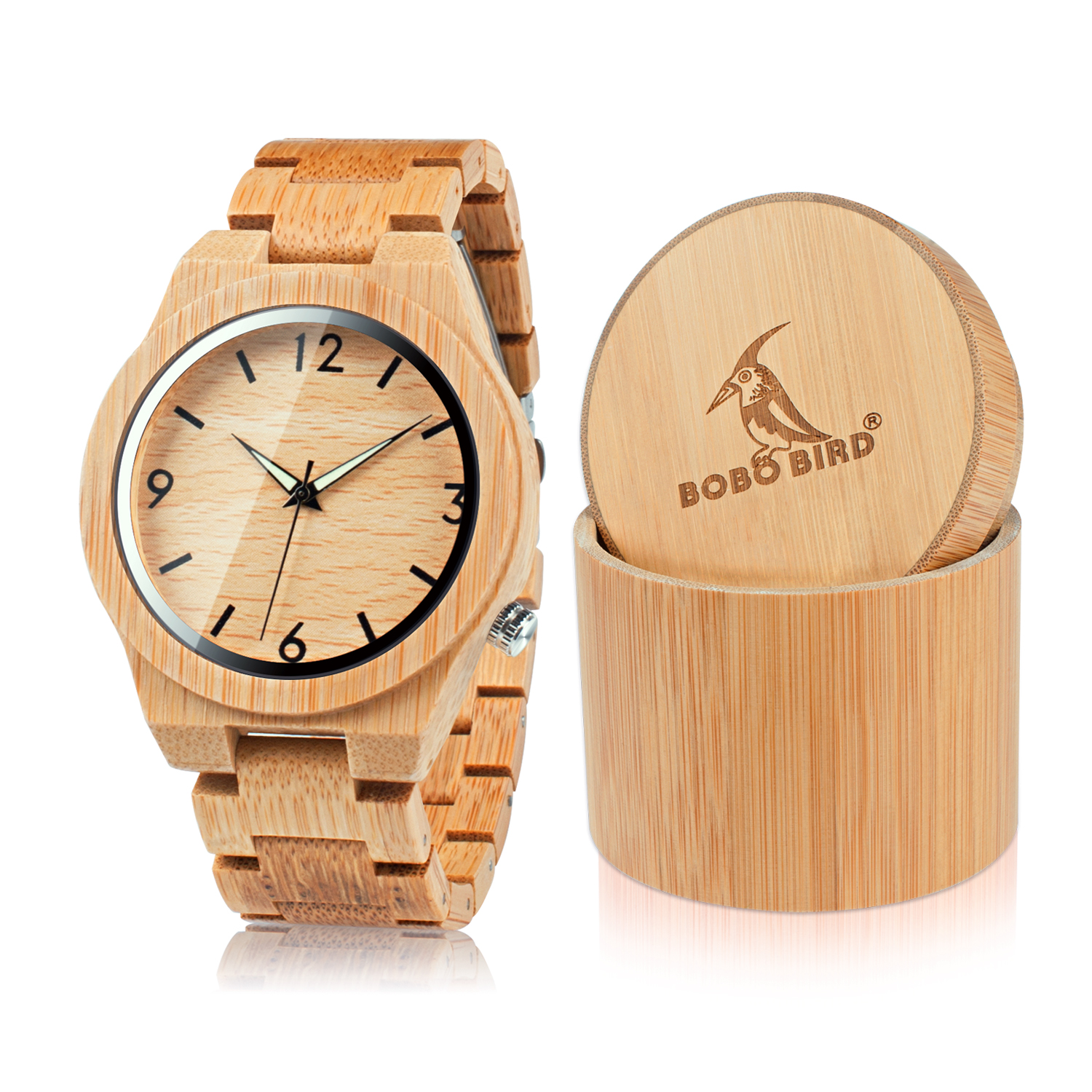 Amazon.com: BOBO BIRD Men's Bamboo Wooden Watch with Brown Cowhide