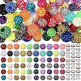 Huquary 160 pcs Beads for Pens Jewelry Resin Crystal Rhinestone Chunky Bubblegum Spacer Hole Beads for Beadable Keychains DIY Craft Jewelry Making Supplies(Rhinestone)