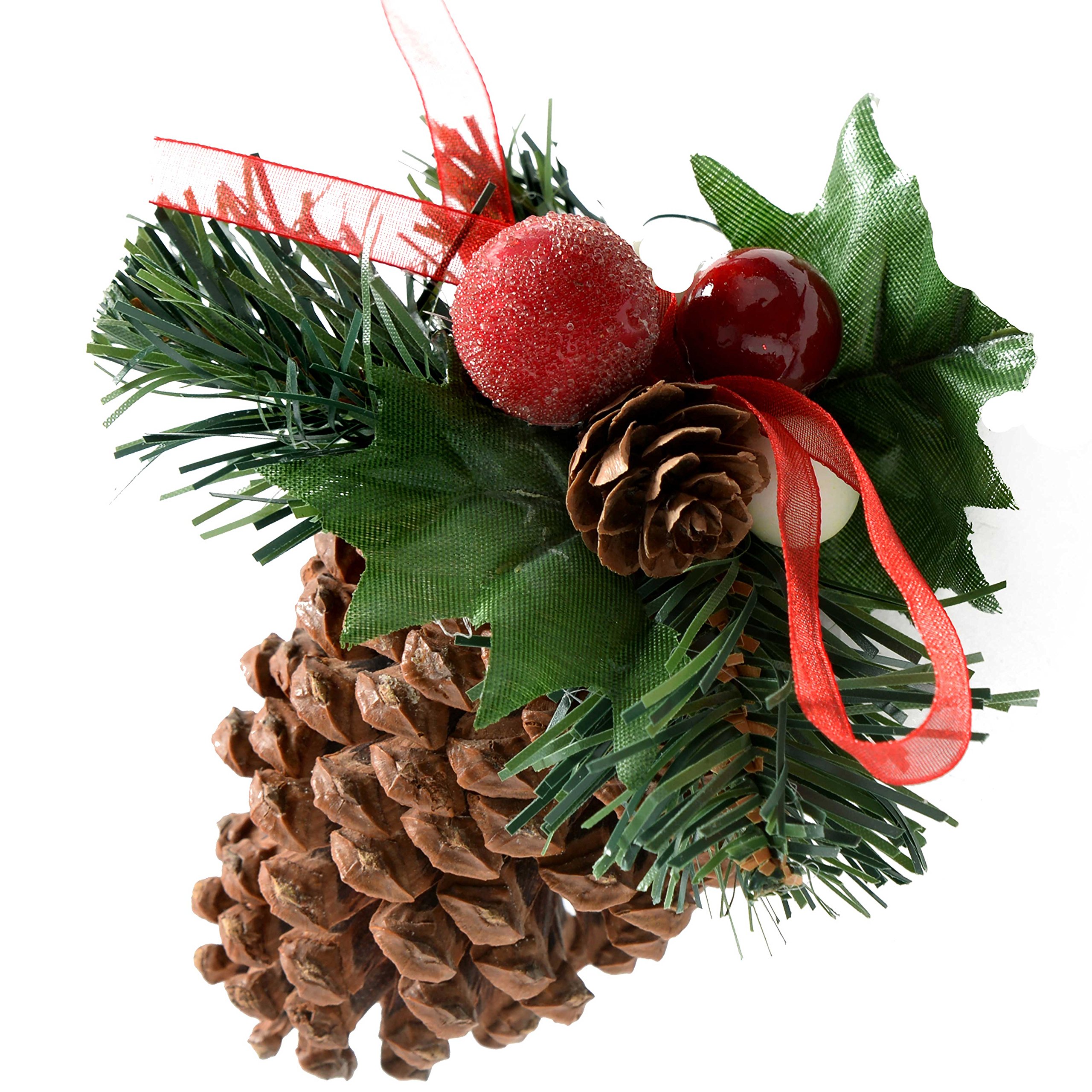 WeRChristmas Decorated Pine Cone Christmas Decoration - Cream/Gold, Pack of 5 — image 1