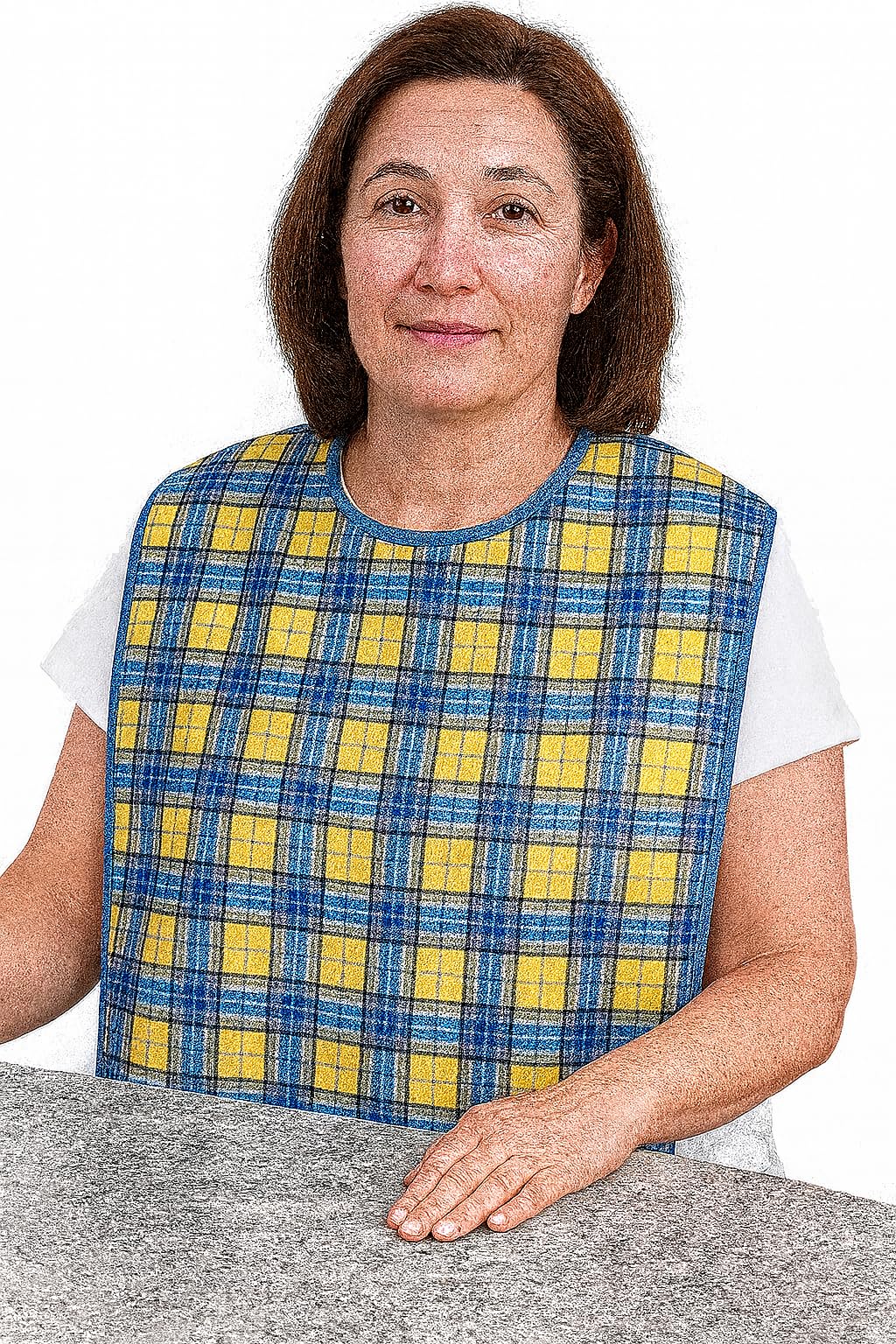 ComfortCare Adult Bib/Clothing Protector – Waterproof Washable & Reusable Feeding Bib with Full Chest Coverage, Adjustable Neck, Durable Mealtime Aid for Elderly, Care Home & Everyday Use – Yellow