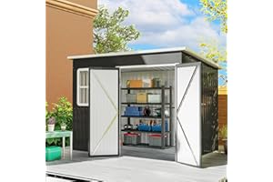 Outsunny 8.5' x 6' Outdoor Storage Shed, Galvanised Steel Garden Shed with Window, Lockable Wide Door and Air Vents for Outdo