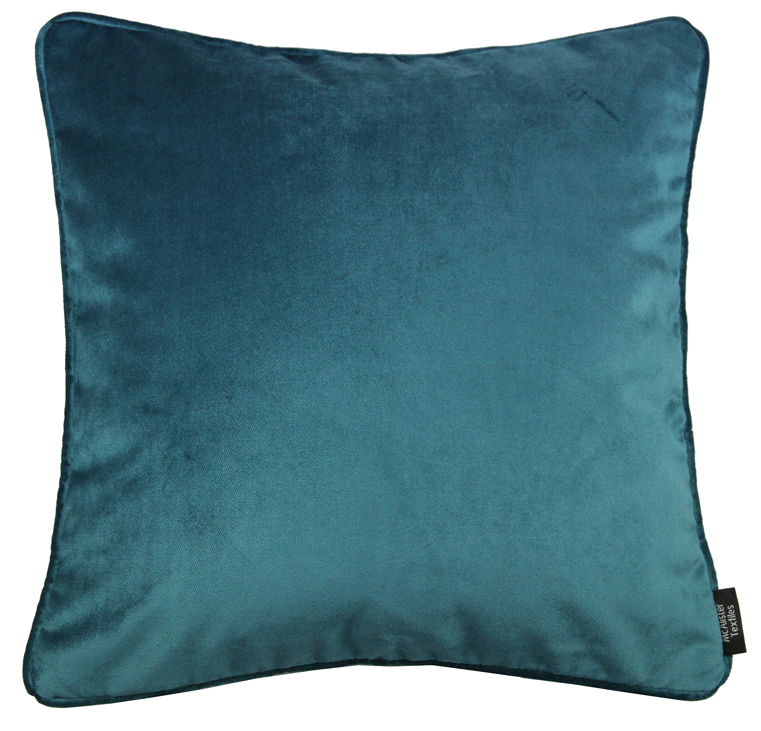 McAlister Textiles Matt Velvet Piped Cushion Covers - Teal Blue 43x43 Cm - 17x17 Inches - Plush Decorative Throw Pillows Machine Washable & Fade Resistant