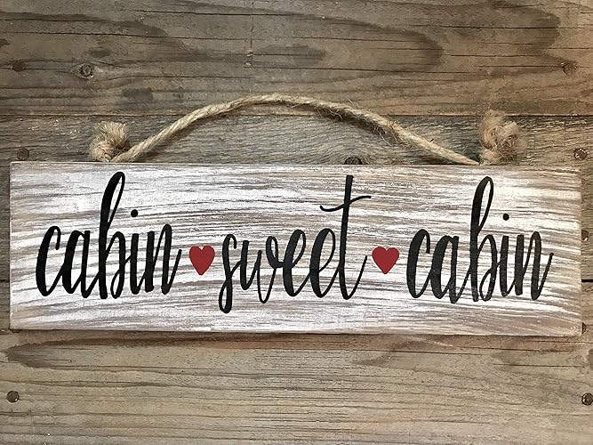 Plaques Signs Cabin Sweet Cabin Home Decor Rustic Hand Painted