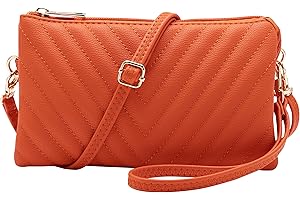B BRENTANO Vegan Leather Multi-Pocket Crossbody Purse/Clutch with Card Slots, Removable Wristlet & Adjustable Shoulder Strap