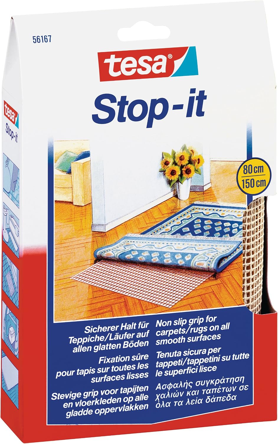 tesa 56167 1.5m x 80cm Non-Slip Grip for Mats & Carpets, Beige, 5 x 18 cm (Rectangular)