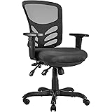 AmazonCommercial Ergonomic Mid-Back Mesh Desk/Computer Chair with Adjustable Seat, Armrests, and Lumbar Support - Black