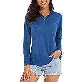 MAGCOMSEN Women's Long Sleeve Shirts 1/4 Zip Pullover UPF 50+ Quick Dry Workout Tops Running Athletic Hiking Shirts