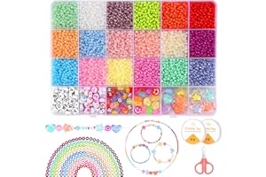 Petiyark 3mm Glass Seed Beads for Bracelets Making Kit for Beginner, Friendship Bracelet Kit Small Bead for Jewelry Making with Letter Beads and Elastic String for Girls DIY Craft Gift