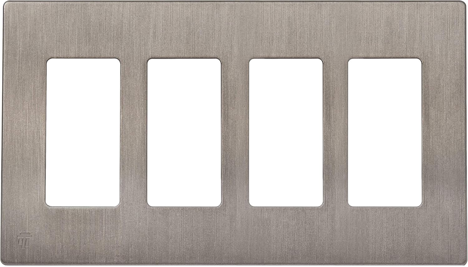 ENERLITES Elite Series Screwless Decorator Wall Plate Child Safe Outlet Cover, Size 4-Gang 4.68