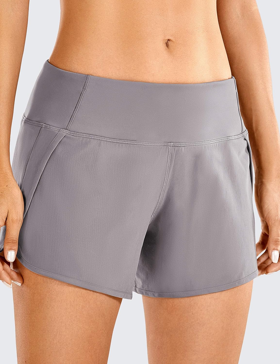 CRZ YOGA Women's Quick-Dry Athletic Sports Running Workout Shorts with Zip Pocket - 4 Inches: Clothing