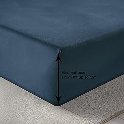 Lane Linen Queen Fitted Sheet, 100% Organic Cotton