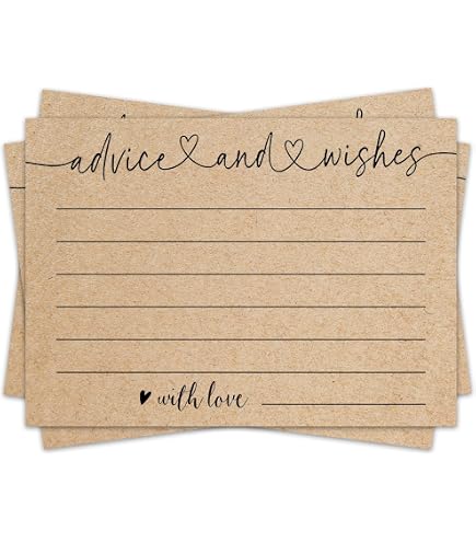 Set Of 25 Minimalist Advice Cards For Wedding, Bridal Shower, Graduation - Fill-in Guest Book Cards