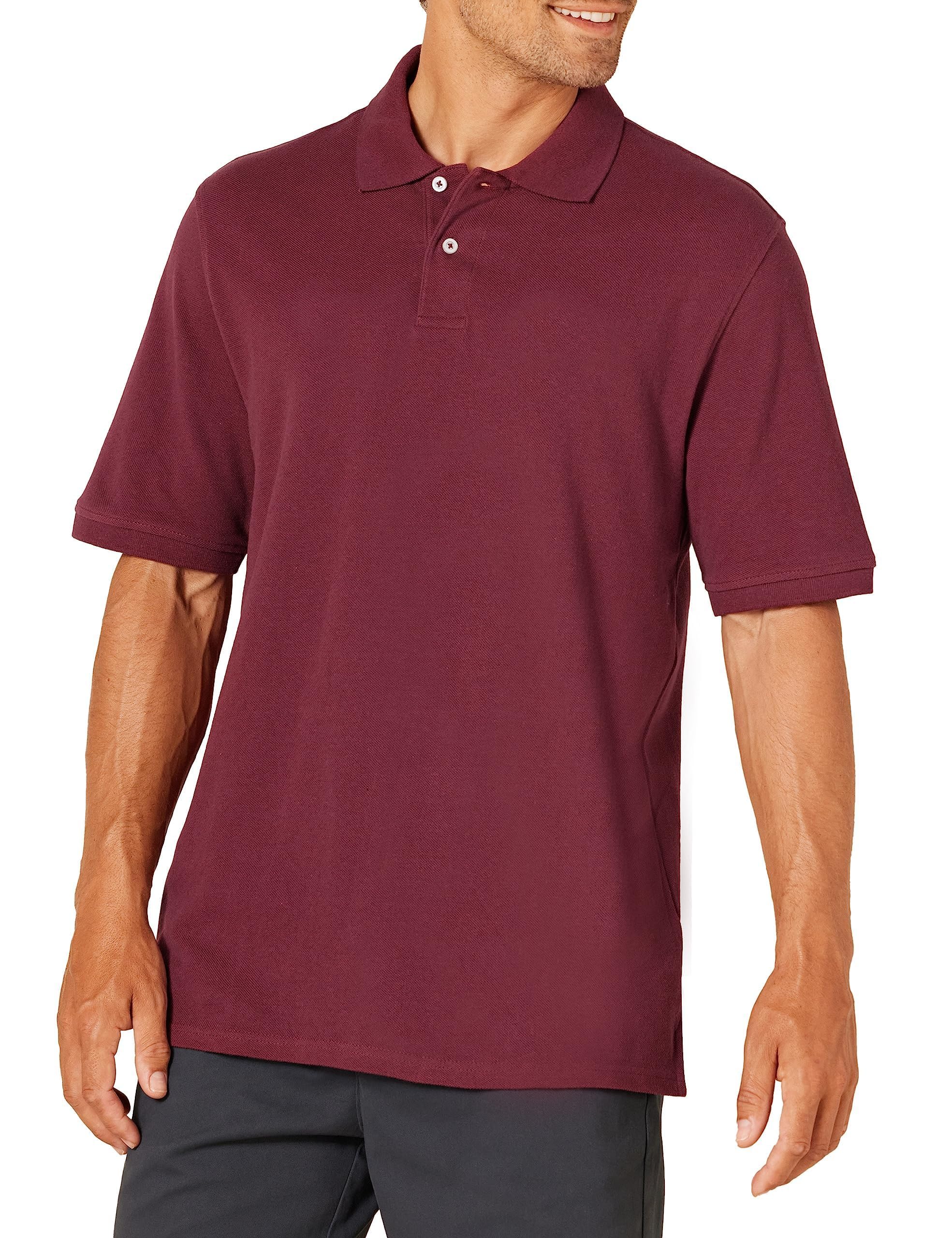 Photo 1 of Amazon Essentials Men's Regular-Fit Cotton Pique Polo Shirt (Available in Big & Tall), Burgundy, XX-Large