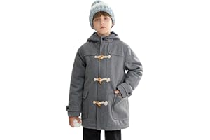 maoo garden Boys Winter Wool Coat Dress Peacoat Kids Heavy Sherpa Jacket Hooded Warm Thicken Windproof Overcoats