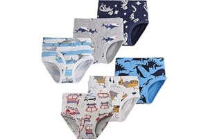 NAIVETE Baby Soft Cotton Underwear Little Boys Dinosaur Briefs Toddler Shark Undies Children Truck Panties(Pack of 6)