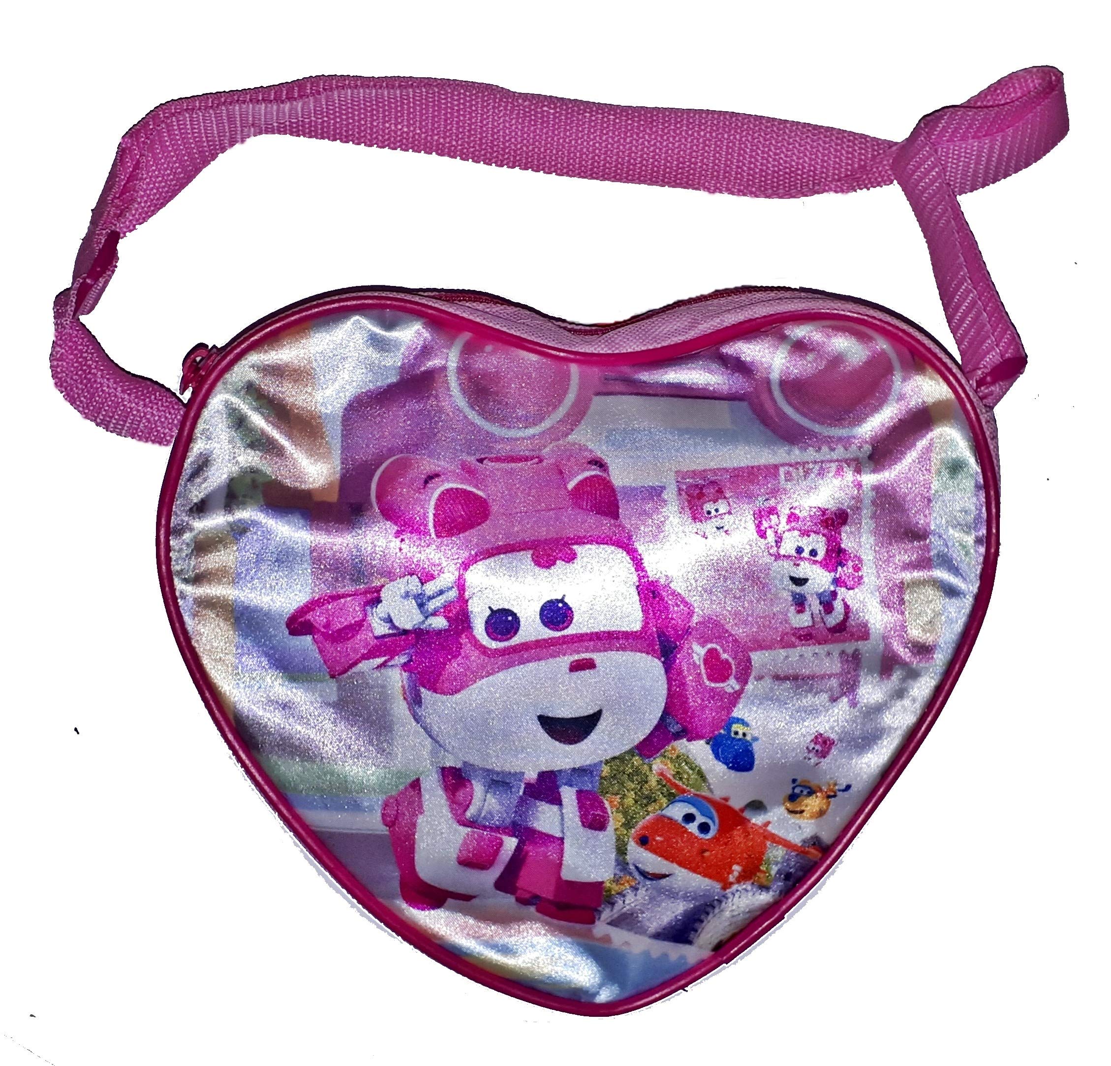 Heart shaped Super Wings shoulder bag with picture of Dizzy with Jett, Jerome and Donnie in the background, for kids, girls