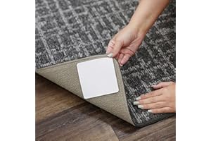 Mohawk Home Non Slip Corner Gripper Area Rug Tabs 8 Pack Anti Curling Double Sided Adhesive 4-inch x 4-inch Square, White