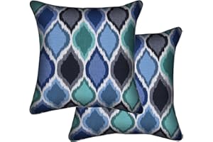 Honeycomb Indoor/Outdoor Sunbrella Empire Cobalt Square Toss Pillow: Recycled Fiberfill, Weather Resistant, Reversible, Comfortable and Stylish Pack of 2, 17" Pillows for Patio Furniture