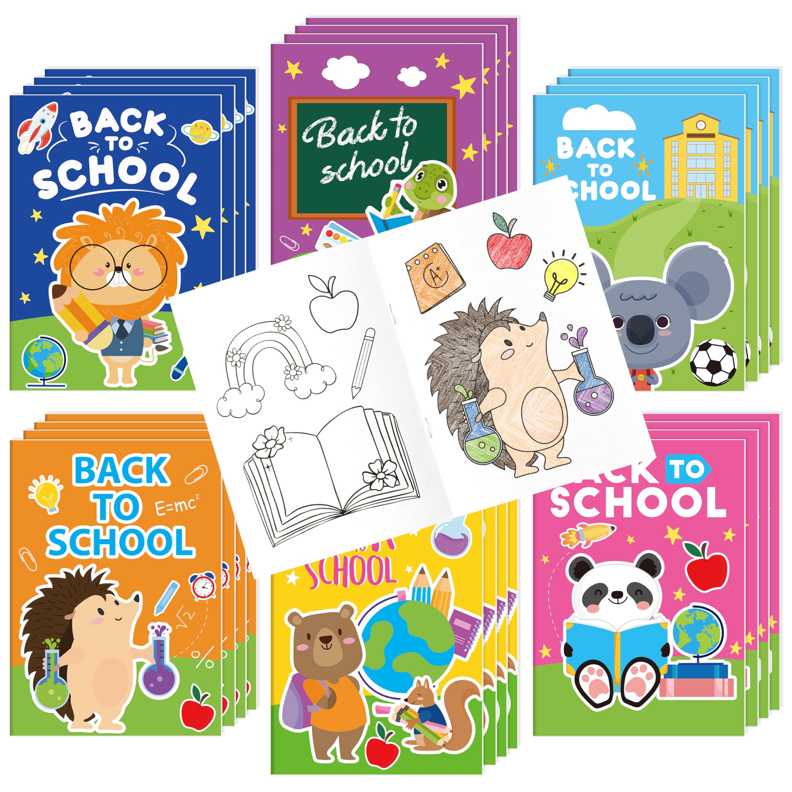 Back to School Coloring Books for Kids - 48Pcs Bulk First Day of School Mini Coloring Booklet Cartoon DIY Art Drawing Book for Toddlers Back to School Party Goodie Bags Stuffers School Classroom Favor