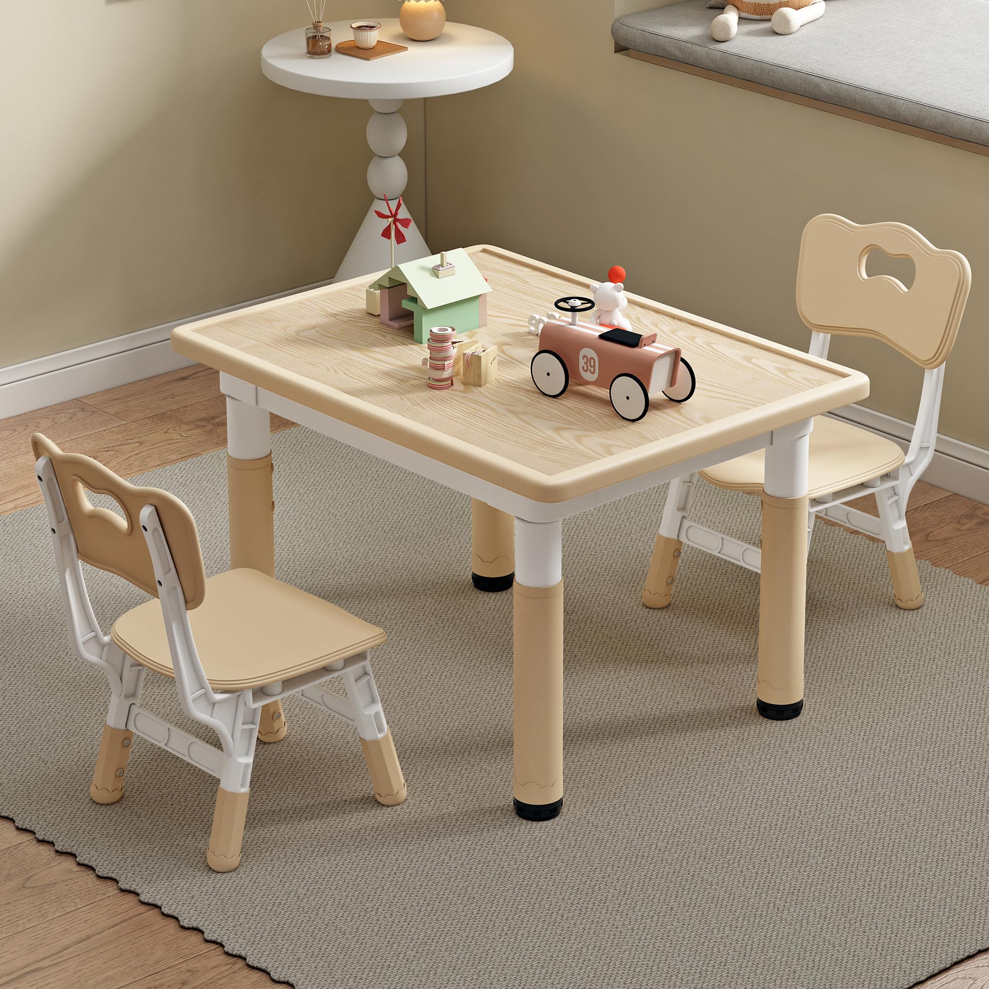 Photo 1 of *** BROKEN TABLE **PARTS ONLY ** JONUTATO Kids Table and Chairs, Toddler Table and Chair Set, Graffiti Desktop, Height-Adjustable Toddler Desk with 2 Seats, Kids Table and Chair Set for Ages 3-8, Kids Study Table